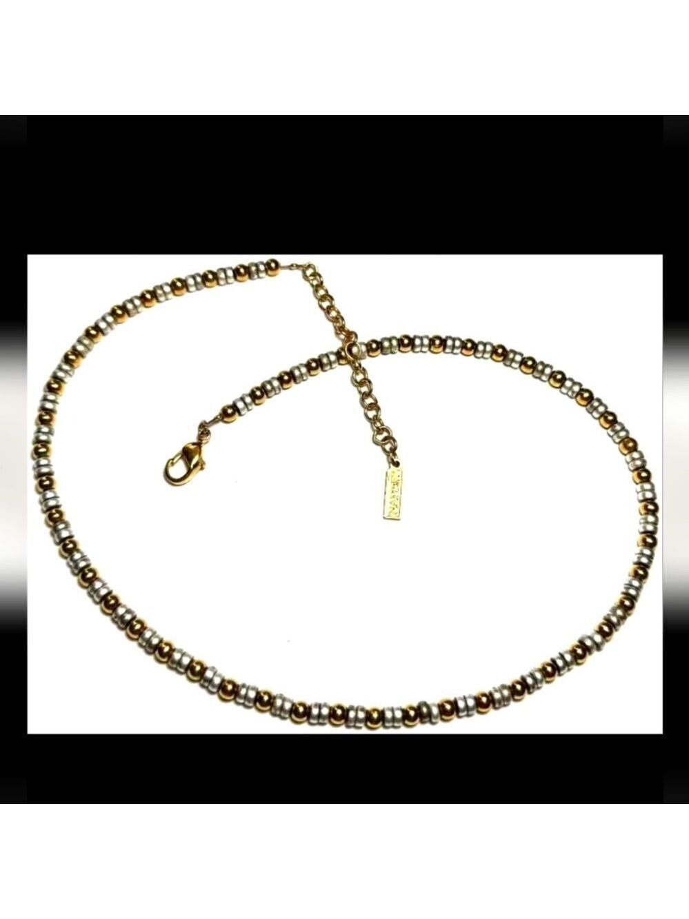 NAPIER Mixed Metal Beads Seed Necklace VTG